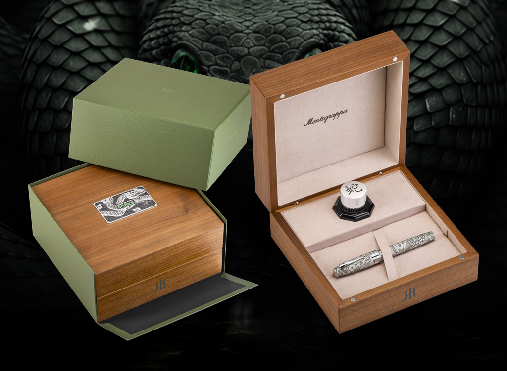 Коробка из ореха с табличкой коллекции Year Of The Snake, баночка чернил 50 мл